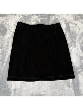 90s Y2k No Boundaries Med 7/9  Black  Stretch Velvet Mini Skirt Romantic Goth
